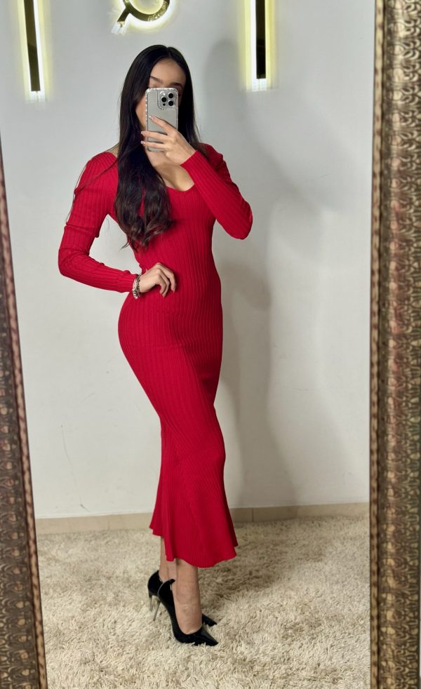 Vestido largo de punto acampanado - Imagen 4
