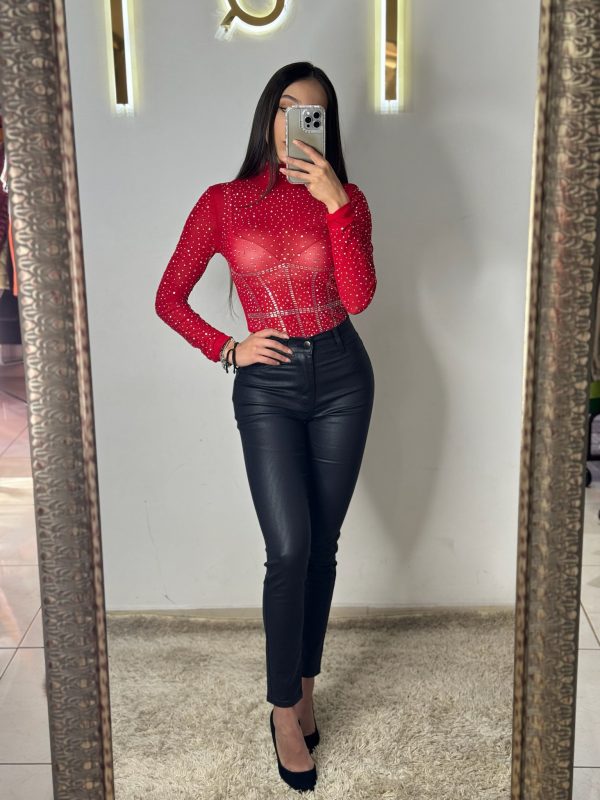 Body de mesh rojo con aplicación - Imagen 2
