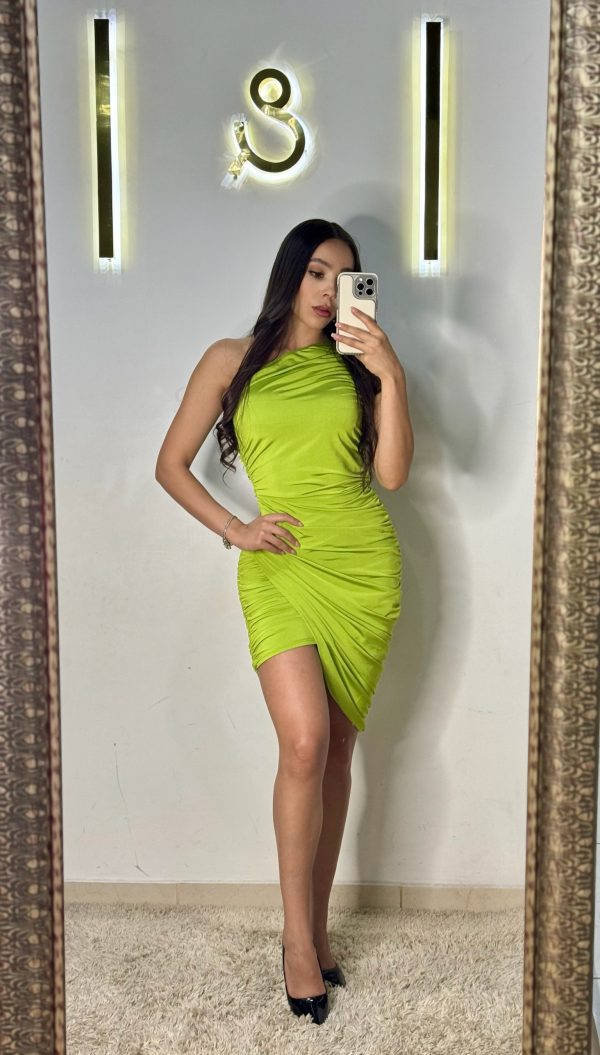 Vestido corto verde limón - Imagen 4