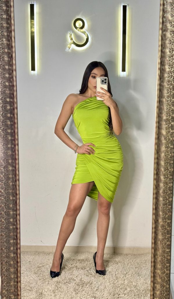 Vestido corto verde limón - Imagen 7