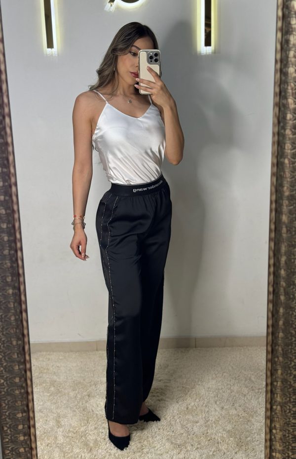 Pantalón negro de satín inspo Alexander Wang - Imagen 4