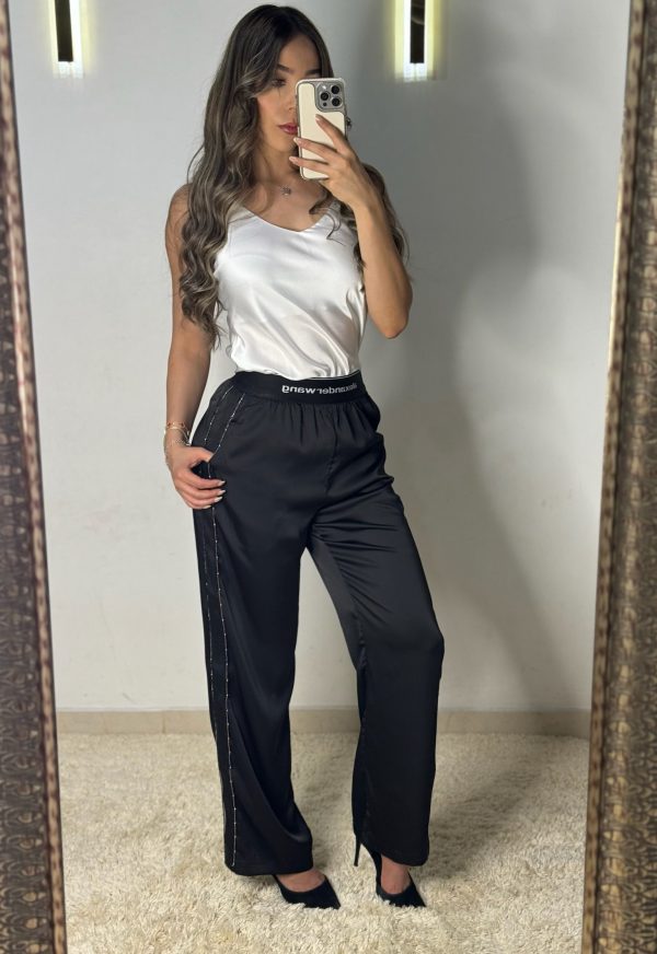 Pantalón negro de satín inspo Alexander Wang