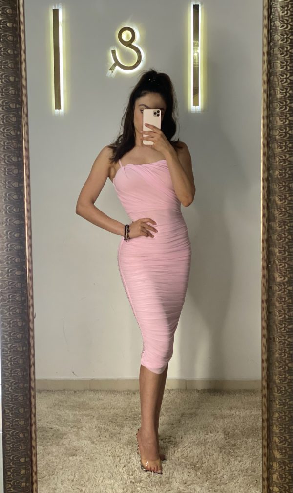 Vestido mesh rosa