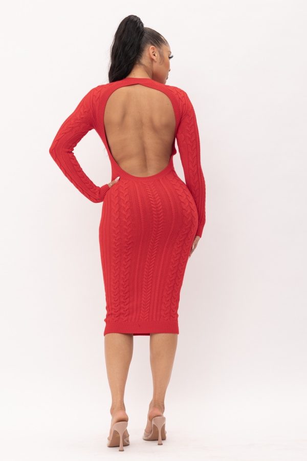 Vestido rojo de tejido sin espalda - Imagen 2