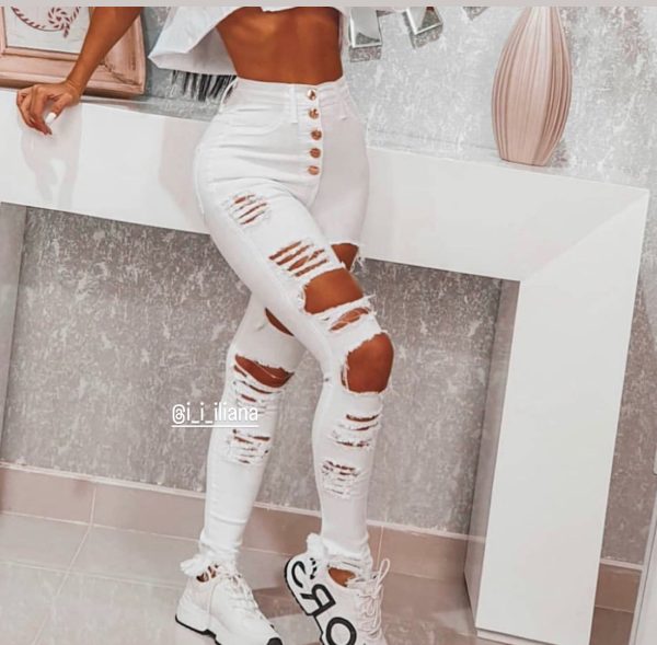 Pantalón skinny rasgado a la cintura - Imagen 2