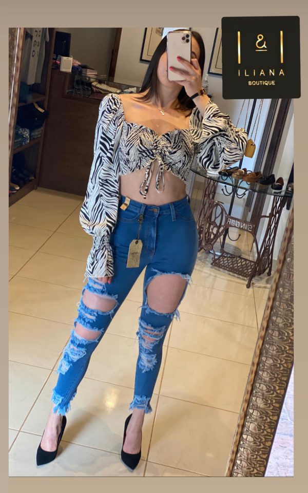 Pantalón skinny rasgado a la cintura - Imagen 3
