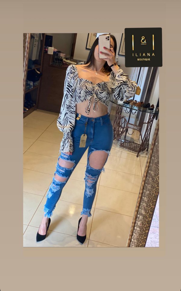 Pantalón skinny rasgado a la cintura - Imagen 4